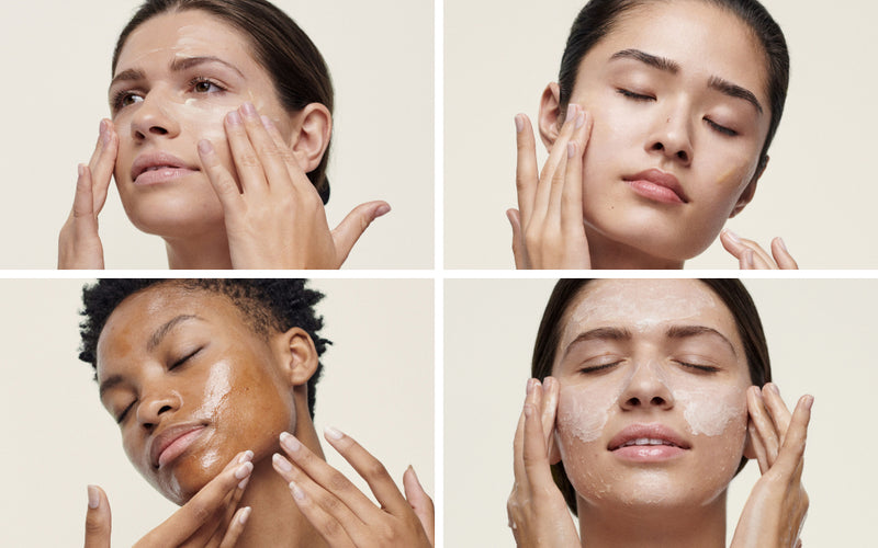 models applying products in the skincare starter set