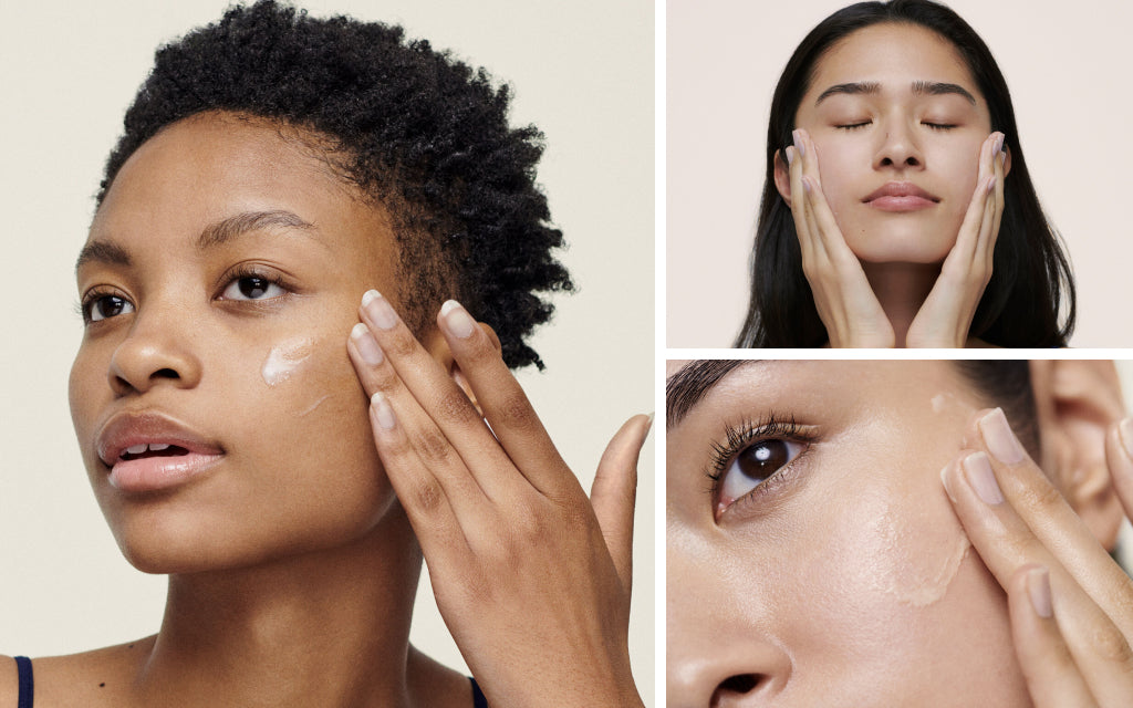 sensitive skin set models applying product